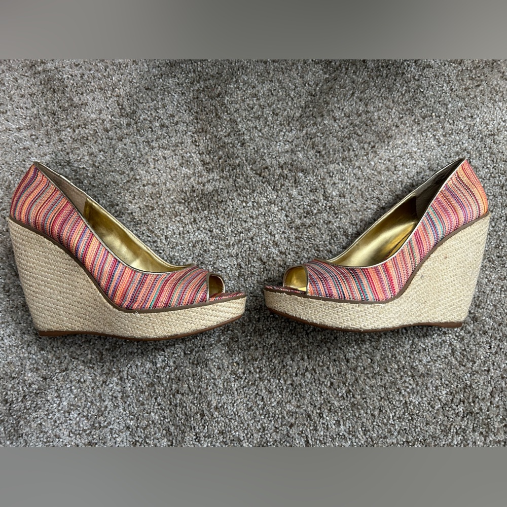 Size 8 multi color wedges